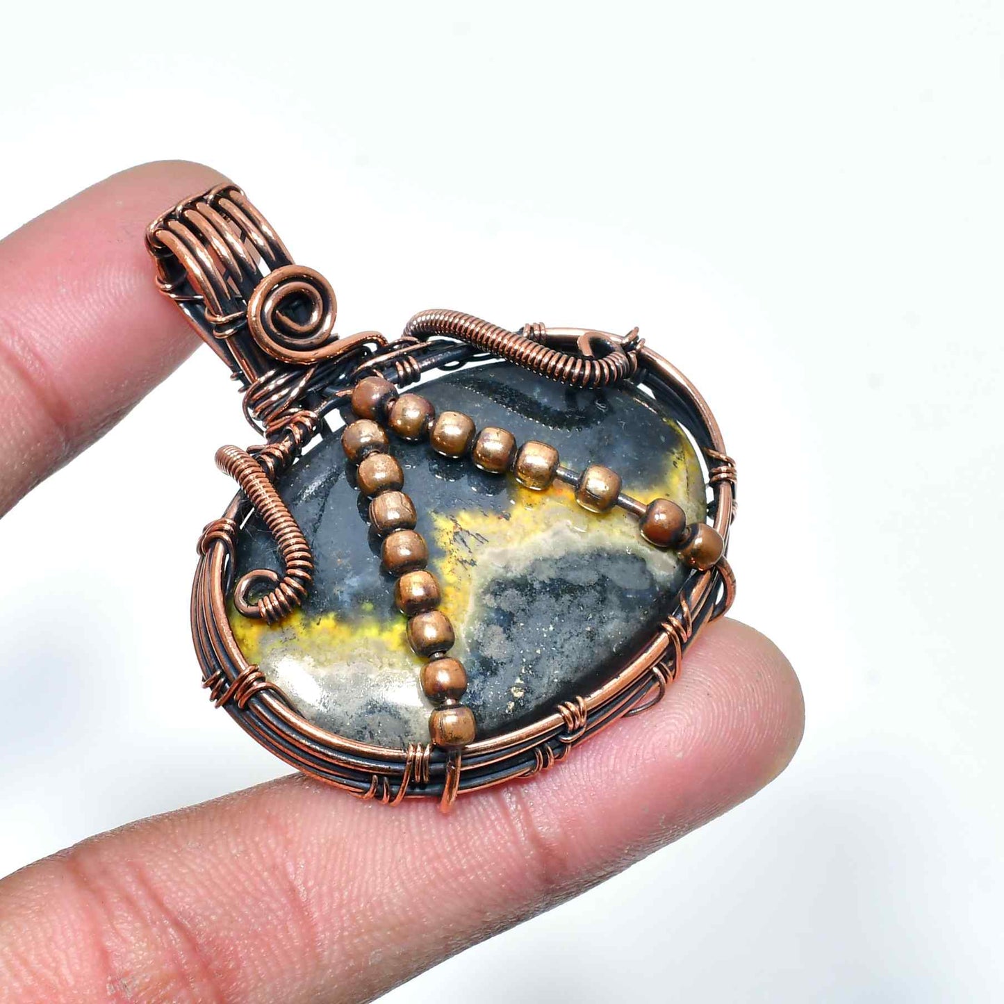 Gaia’s Embrace – Copper-Wrapped Agate Pendant