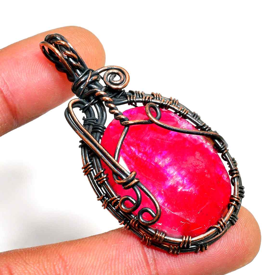 Emberheart – Ruby Copper Wire Pendant