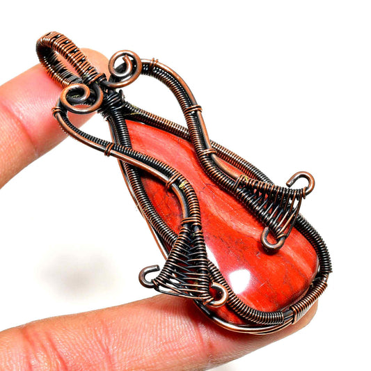 Grounded Ember – Red Jasper Copper Pendant