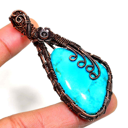 Turquoise Tranquility – Oxidized Copper Pendant