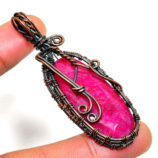 Ruby Ember – Handwrapped Copper Wire Pendant