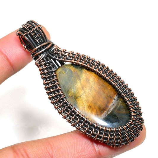Guardian’s Gaze – Tiger’s Eye & Oxidized Copper Pendant