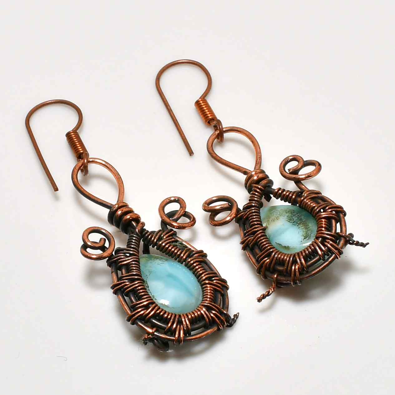 Luna’s Harmony – Turquoise & Oxidized Copper Earrings