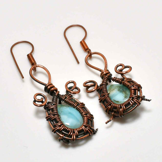 Luna’s Harmony – Turquoise & Oxidized Copper Earrings