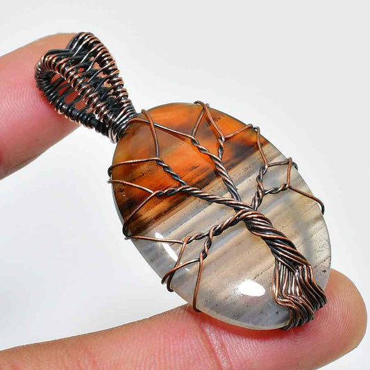 Ember’s Grove – Tiger’s Eye Copper Pendant