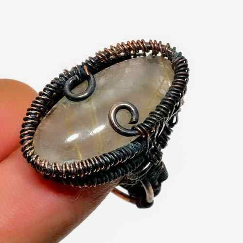 Lunar Embrace – Copper Wire Moonstone Ring