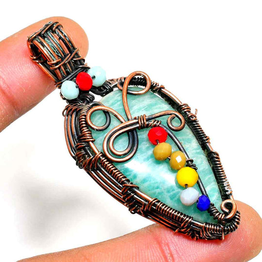 Avocado Dream – Amazonite Copper Pendant