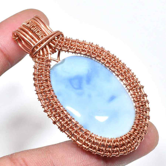 Ocean’s Embrace – Larimar Copper Pendant