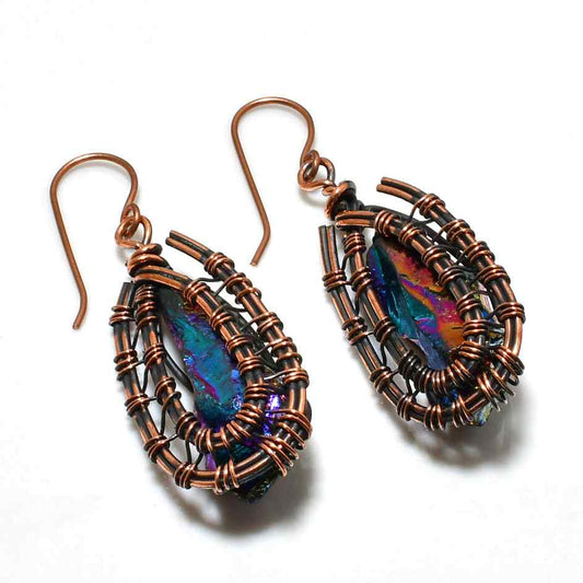 Aurora’s Embrace – Iridescent Copper Earrings
