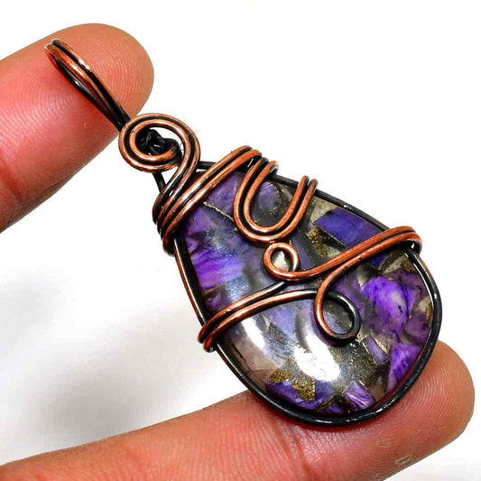 Ezra’s Veil – Amethyst Copper Wire Pendant