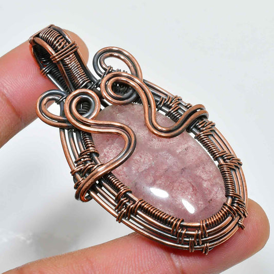 Luna’s Heart – Rose Quartz Copper Pendant