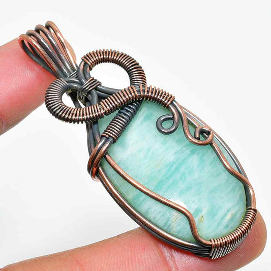 Luna’s Balance – Amazonite Copper Pendant