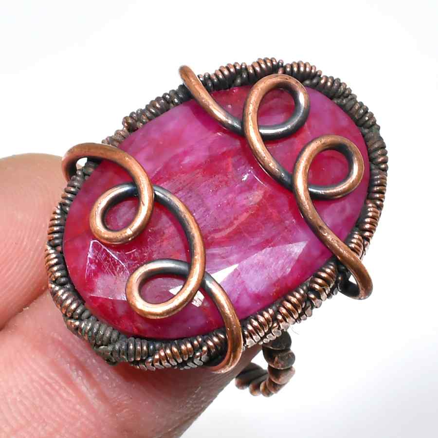 Spiral of Passion – Ruby & Copper Ring