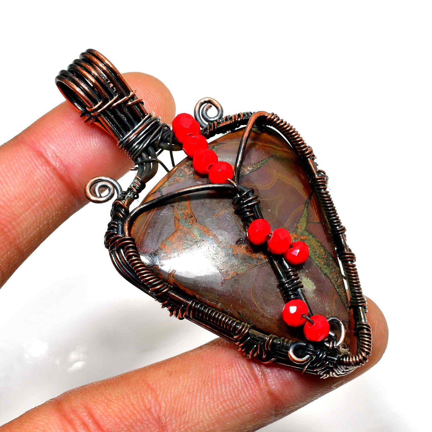 Nature’s Embrace – Jasper & Copper Wrap Pendant