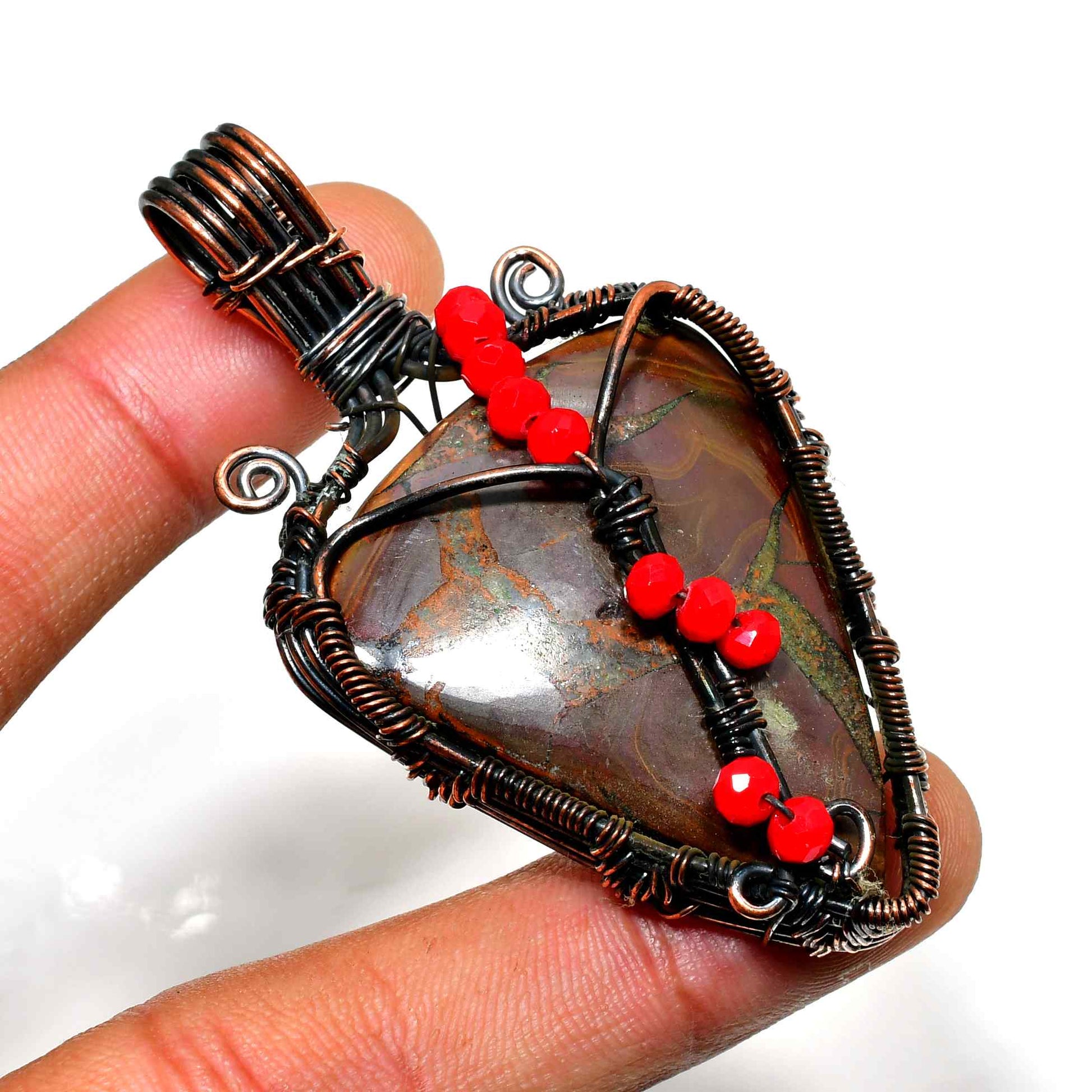 Nature’s Embrace – Jasper & Copper Wrap Pendant