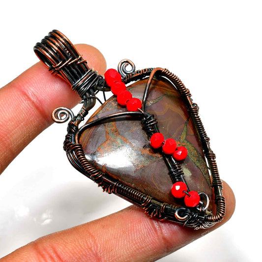 Nature’s Embrace – Jasper & Copper Wrap Pendant