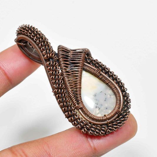 Ethereal Cascade – Vintage Copper Gemstone Pendant