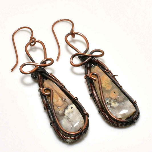 Gaia’s Tear – Agate Copper Earrings