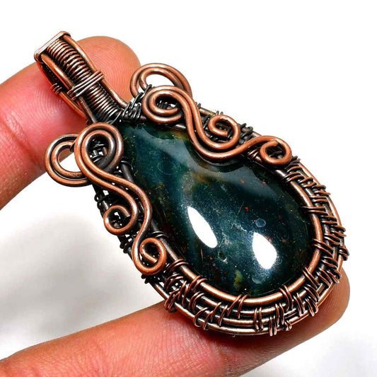 Terra’s Embrace – Oxidized Copper Gemstone Pendant