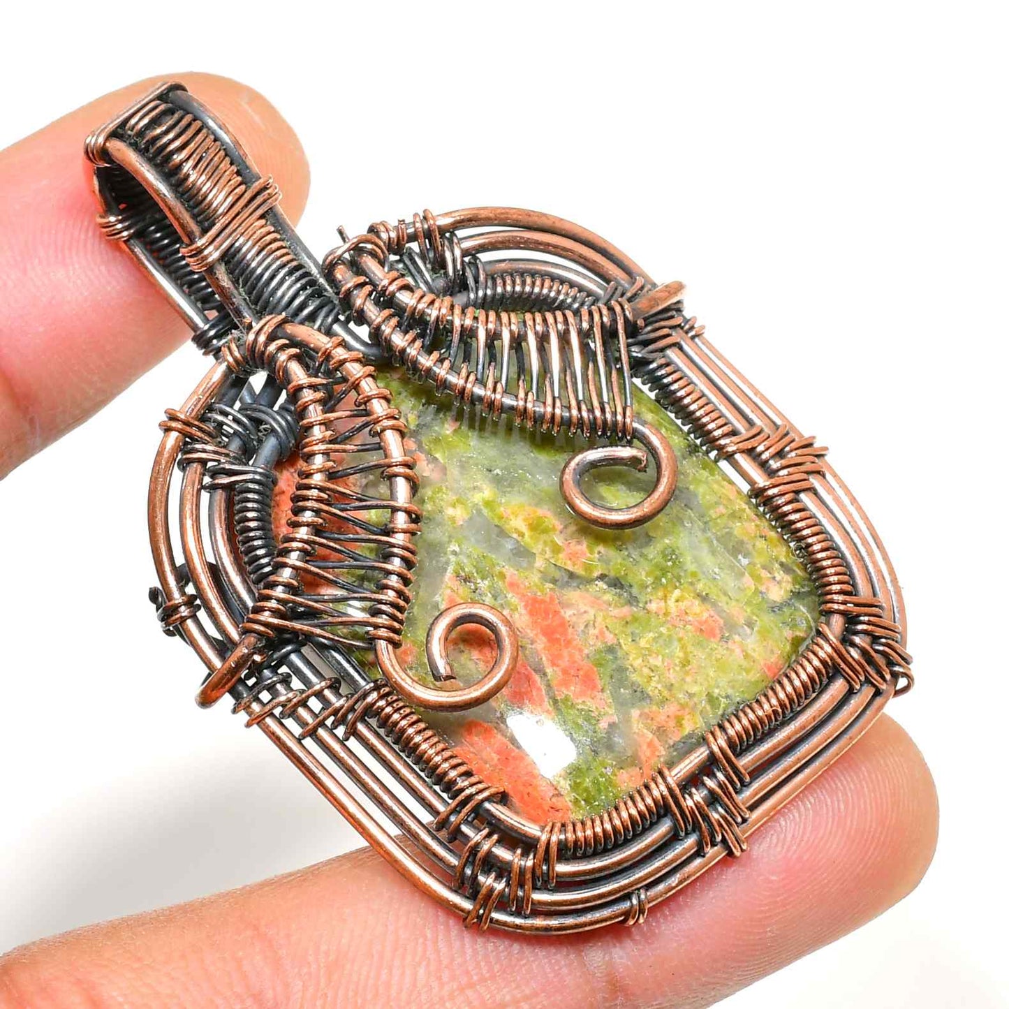 Gaia’s Embrace – Jasper Copper Pendant