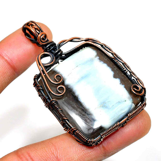 Aurora’s Balance – Copper Wire Gemstone Pendant