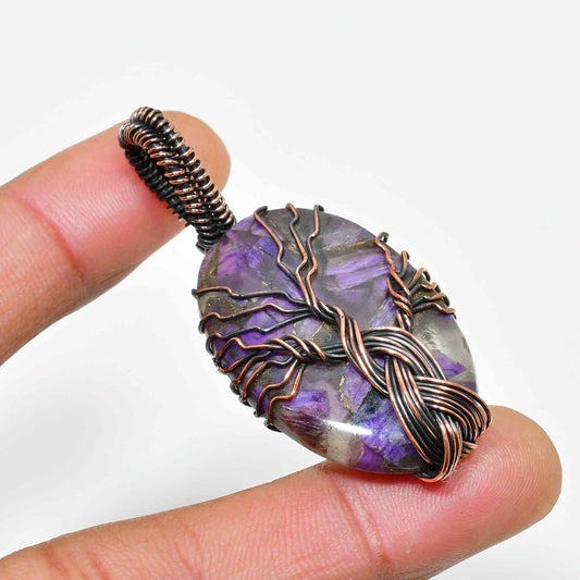 Ezra’s Veil – Handwrapped Amethyst & Copper Pendant