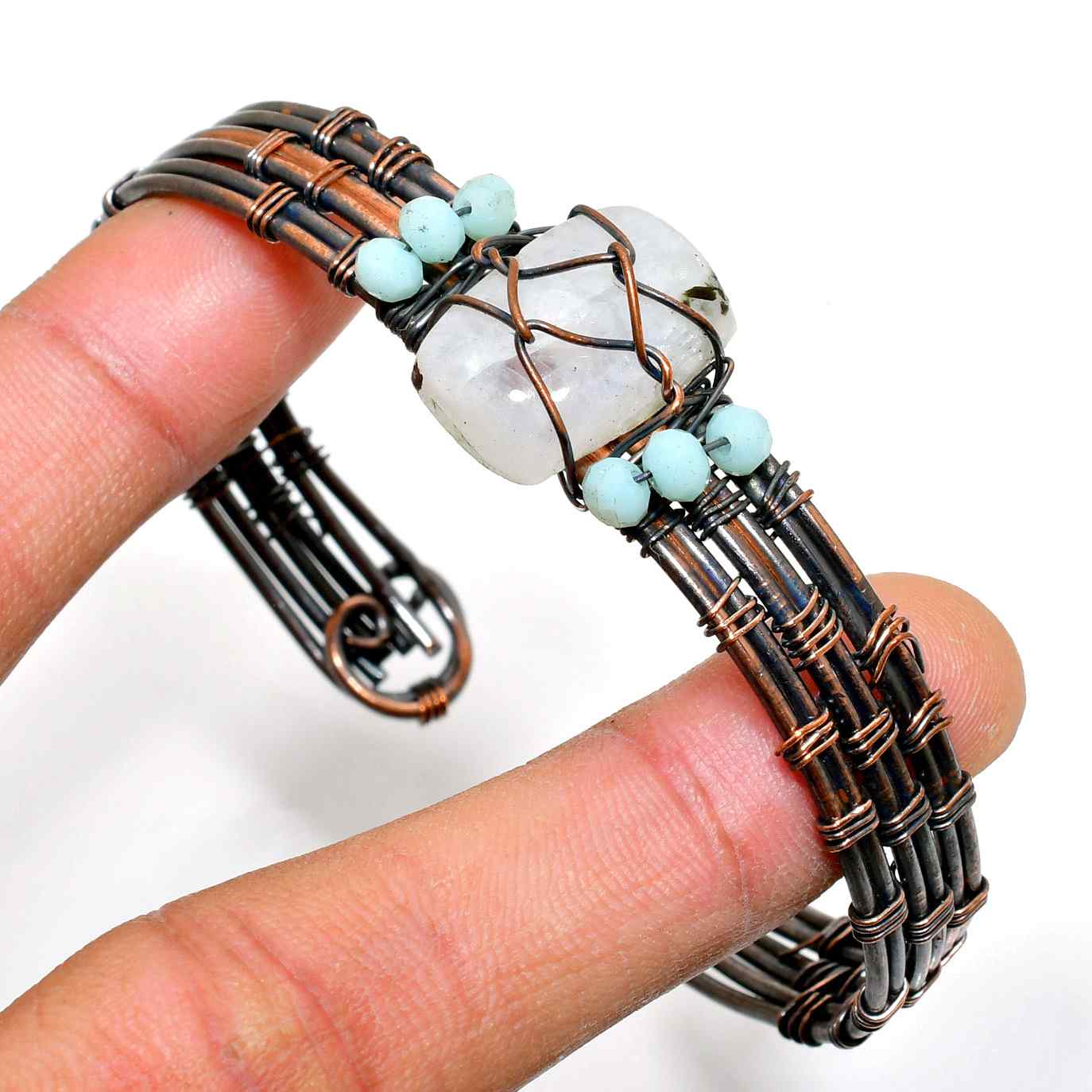 Ocean’s Melody – Aquamarine & Copper Bracelet