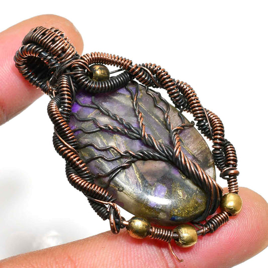Ezra’s Veil – Oxidized Copper Amethyst Pendant