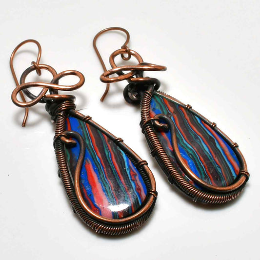 Vibrant Aura – Copper Gemstone Earrings