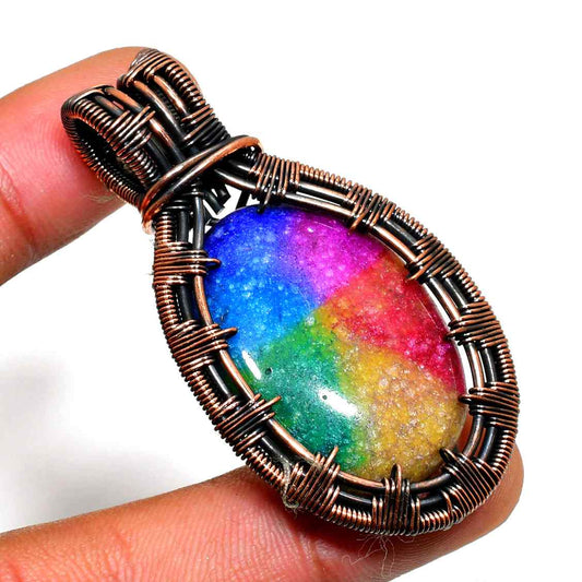 Harmony’s Spark – Druzy Quartz Copper Pendant