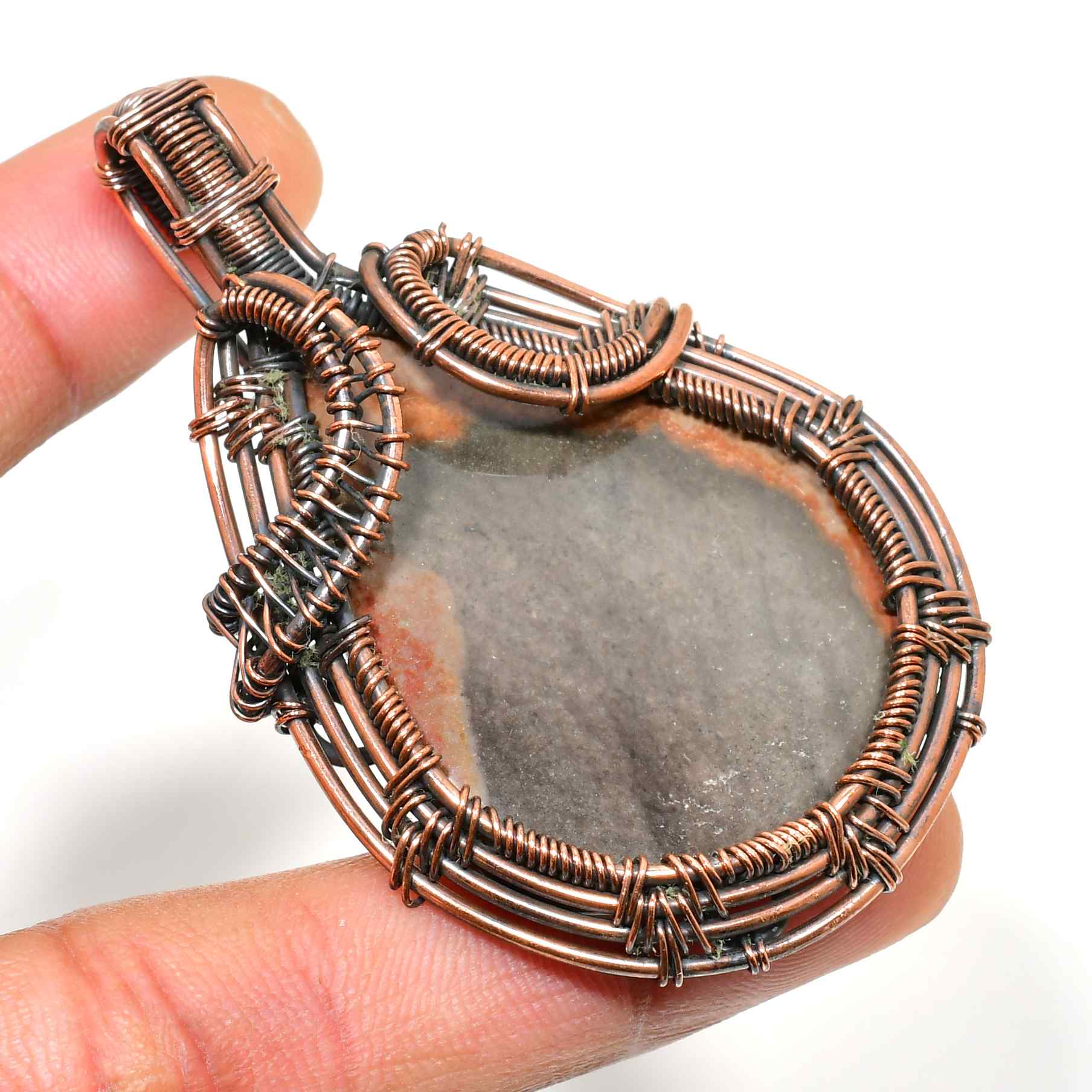 Ezra’s Veil – Amethyst & Oxidized Copper Pendant