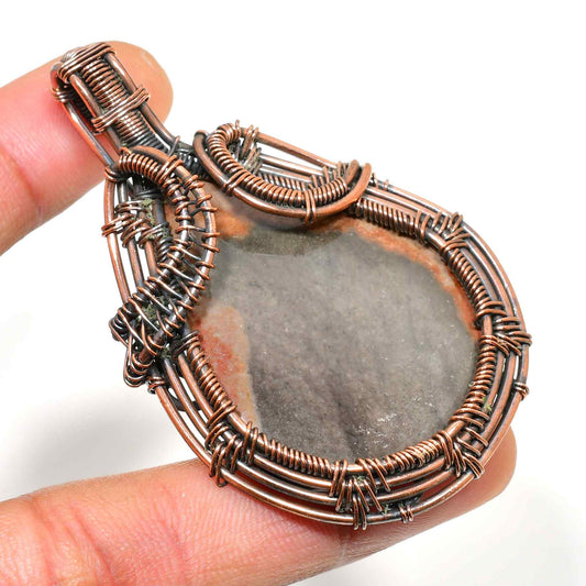 Ezra’s Veil – Amethyst & Oxidized Copper Pendant