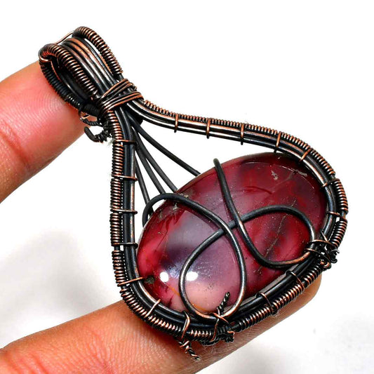 Crimson Whisper – Handwrapped Garnet & Oxidized Copper Pendant