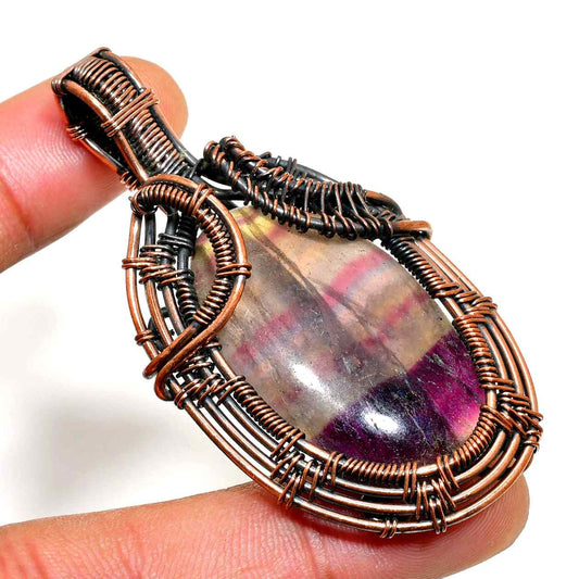 Ezra’s Veil – Oxidized Copper Fluorite Pendant