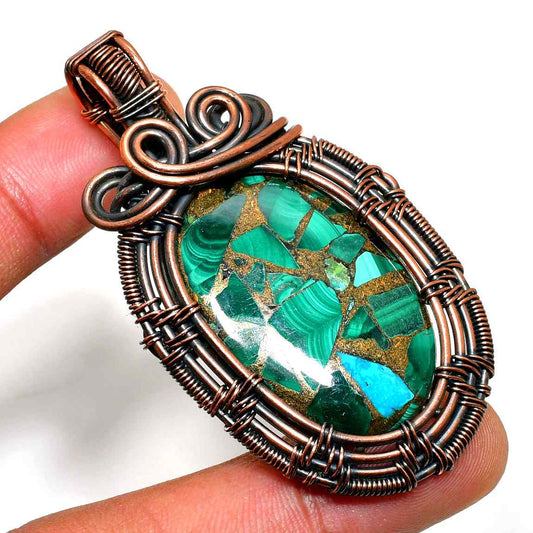 Gaia’s Embrace – Malachite Copper Pendant