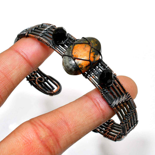 Gaia’s Embrace – Jasper & Oxidized Wire Bracelet