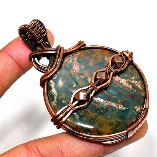 Earth’s Embrace – Copper Wrapped Gemstone Pendant