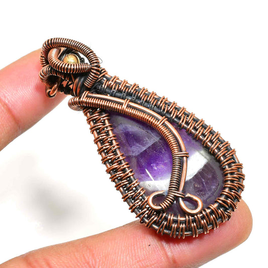 Ezra’s Veil – Handcrafted Amethyst & Copper Pendant
