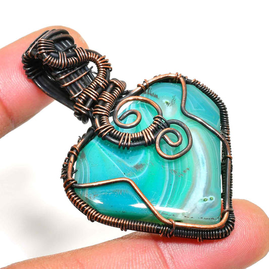 Harmonia’s Heart – Handwrapped Turquoise & Copper Pendant