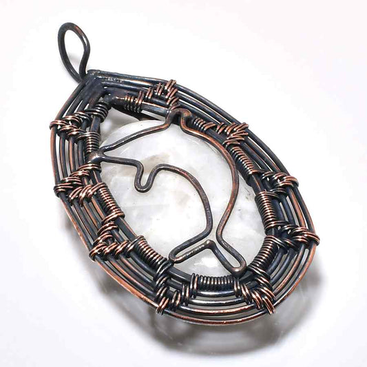 Guardian’s Embrace – Crystal & Dark Copper Pendant