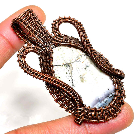 Ember’s Embrace – Copper-Wrapped Natural Stone Pendant