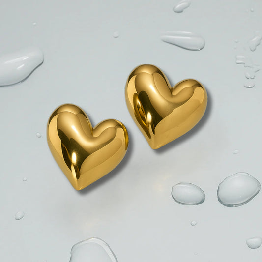 Big Sweet Heart Studs- 18k Gold Plated  - 18K Gold