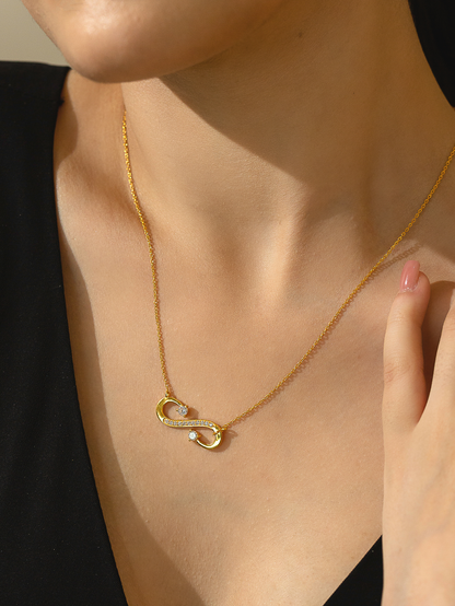 Symbolic Infinity Necklace 925 Silver and 18K Gold Plated