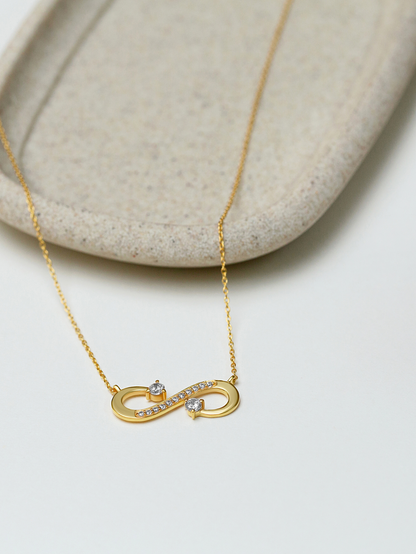 Symbolic Infinity Necklace 925 Silver and 18K Gold Plated