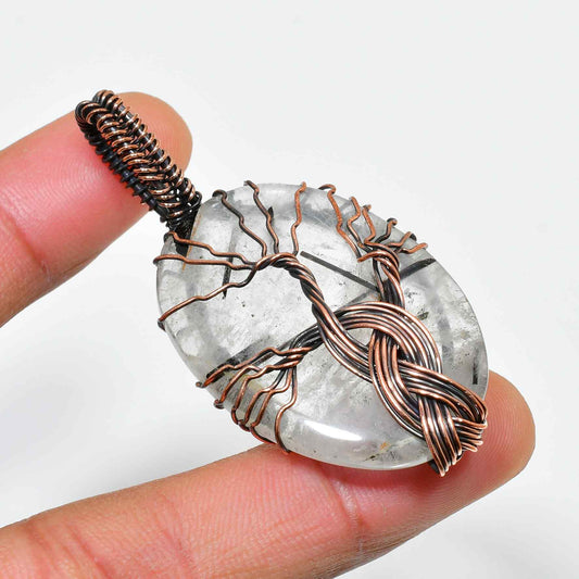 Gaia’s Clarity – Quartz & Copper Tree of Life Pendant