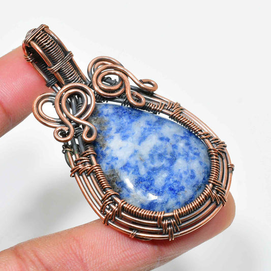 Azure’s Embrace – Lapis Lazuli Brass Pendant