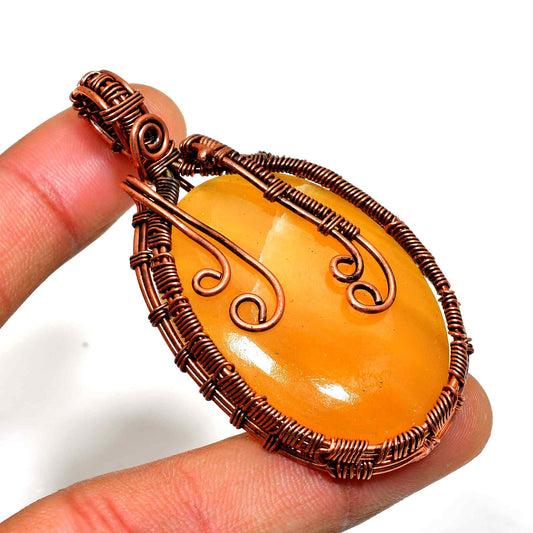 Sunny Serenity – Carnelian & Copper Wire Pendant
