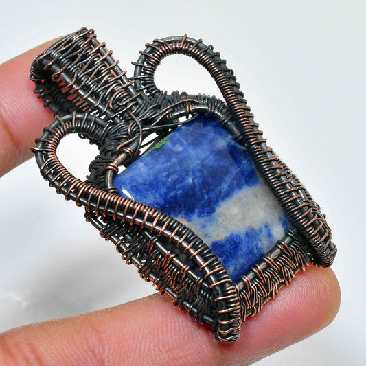 Azure’s Embrace – Lapis Lazuli Copper Pendant