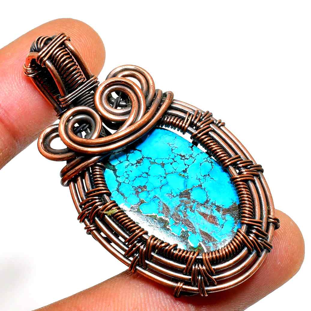 Turquoise Dream – Oxidized Copper Pendant