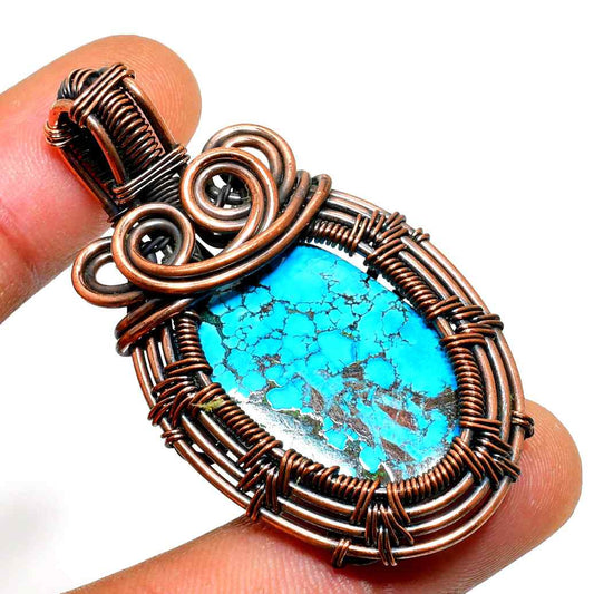 Turquoise Dream – Oxidized Copper Pendant